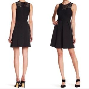 Amanda Uprichard Fit and Flair Dress Sleeveless Dress Gold Grommet Detail Medium